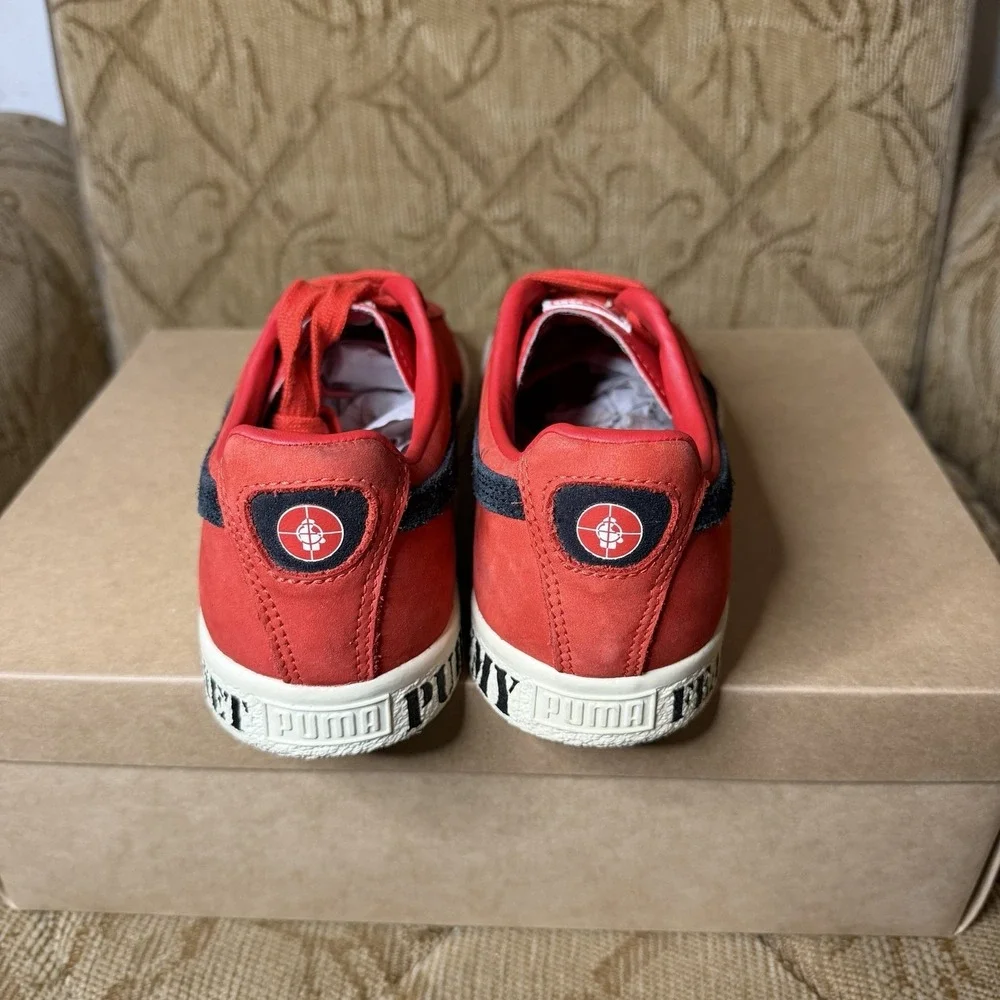 Puma Clyde Public Enemy 374539-01 Red Black Men's Shoes Size‎ 8 Red
